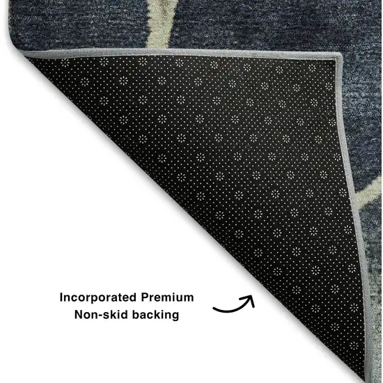 Denim Blue Lime Green And Ivory Geometric Washable Area Rug With UV Protection Photo 7