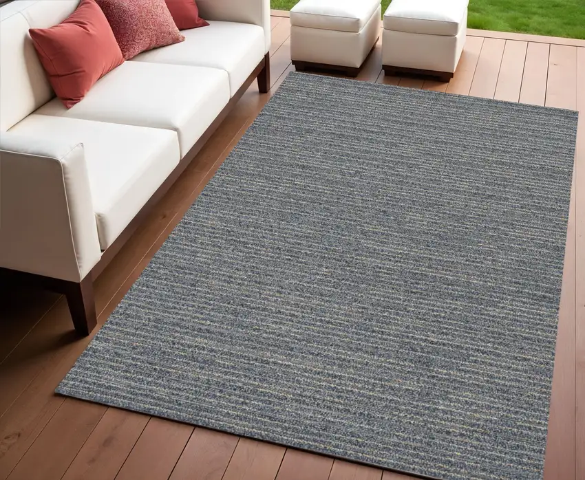 Denim Blue Abstract Indoor Outdoor Area Rug Photo 1