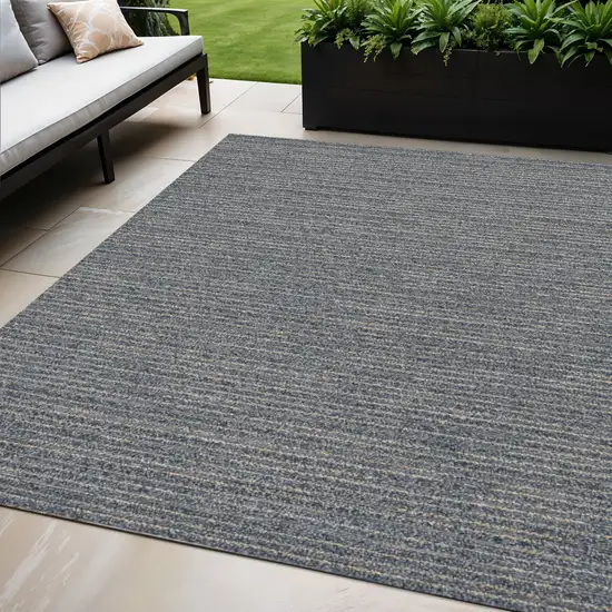 Denim Blue Abstract Indoor Outdoor Area Rug Photo 1