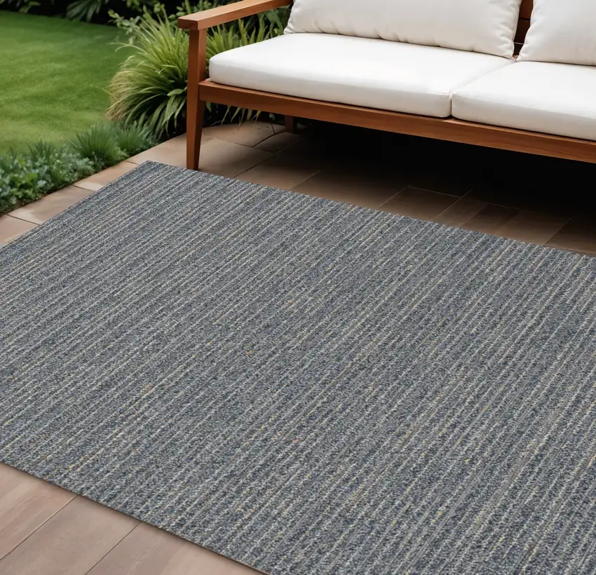 Denim Blue Abstract Indoor Outdoor Area Rug Photo 1