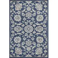 Photo of Denim Blue Machine Woven UV Treated Floral Traditional Indoor Outdoor Area Rug