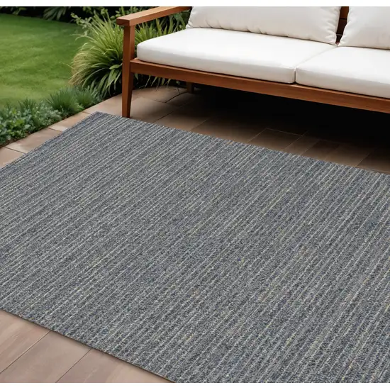 Denim Blue Abstract Indoor Outdoor Area Rug Photo 2