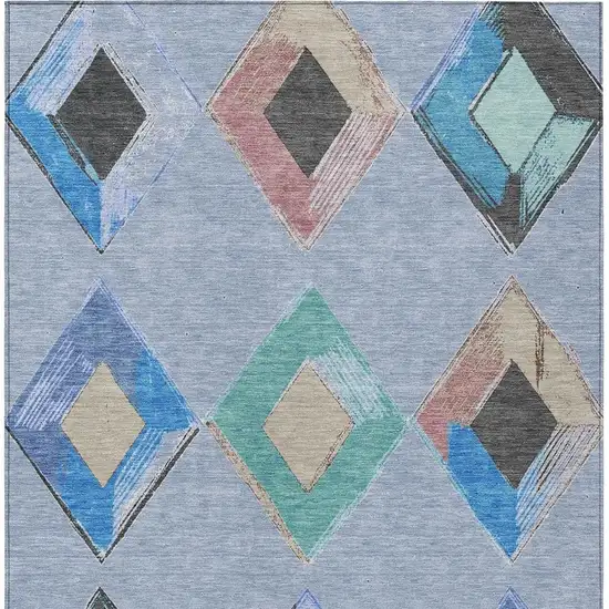 Denim Blue Mint Green And Gray Geometric Washable Indoor Outdoor Area Rug Photo 4