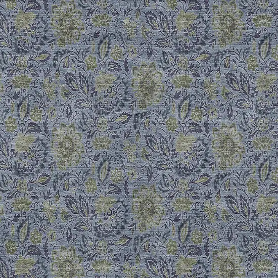 Denim Blue Navy Blue And Gray Floral Washable Indoor Outdoor Area Rug Photo 6