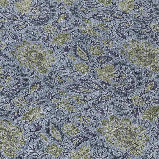 Denim Blue Navy Blue And Gray Floral Washable Indoor Outdoor Area Rug Photo 5