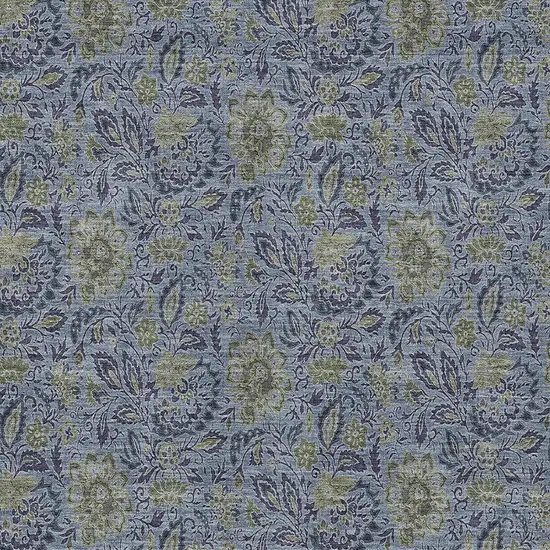 Denim Blue Navy Blue And Gray Floral Washable Indoor Outdoor Area Rug Photo 6