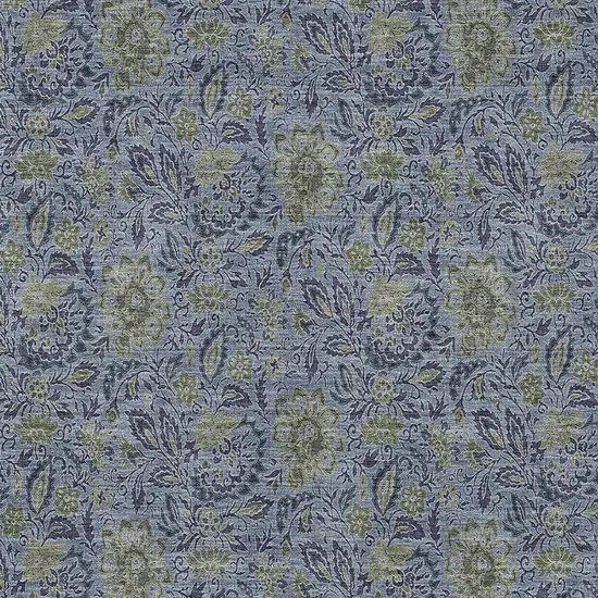 Denim Blue Navy Blue And Gray Floral Washable Indoor Outdoor Area Rug Photo 6