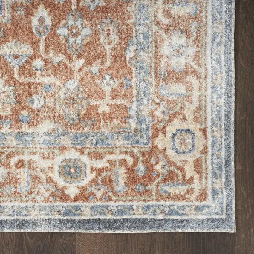 Denim Blue Oriental Power Loom Distressed Washable Area Rug Photo 9