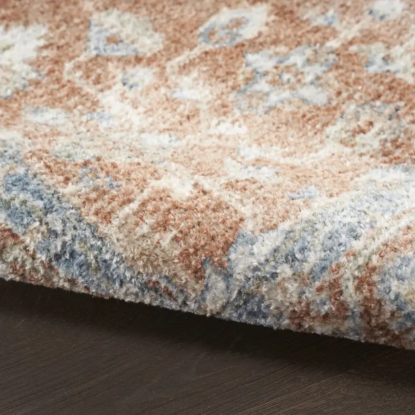 Denim Blue Oriental Power Loom Distressed Washable Area Rug Photo 5