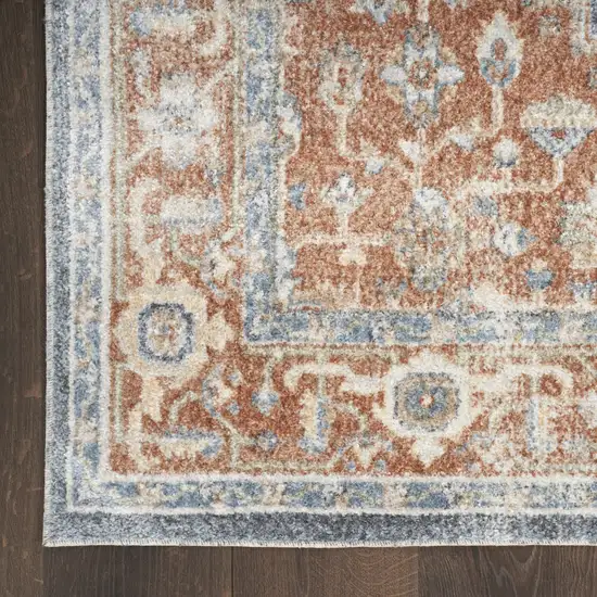 Denim Blue Oriental Power Loom Distressed Washable Area Rug Photo 8