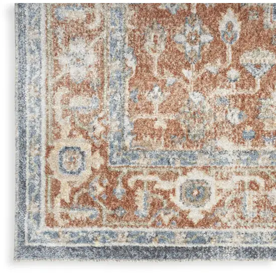 Denim Blue Oriental Power Loom Distressed Washable Area Rug Photo 8