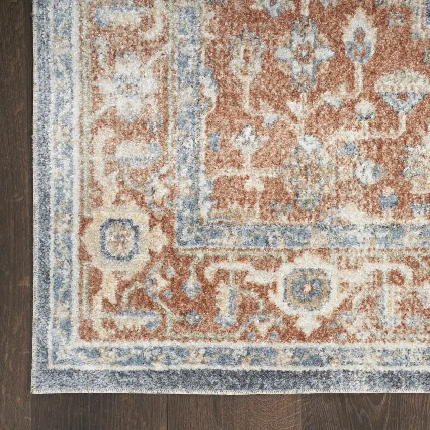 Denim Blue Oriental Power Loom Distressed Washable Area Rug Photo 8