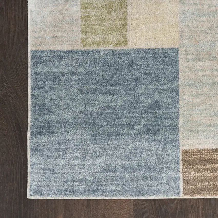 Denim Blue Oriental Power Loom Distressed Washable Area Rug Photo 5