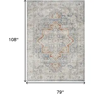 Photo of Denim Blue Oriental Power Loom Washable Area Rug