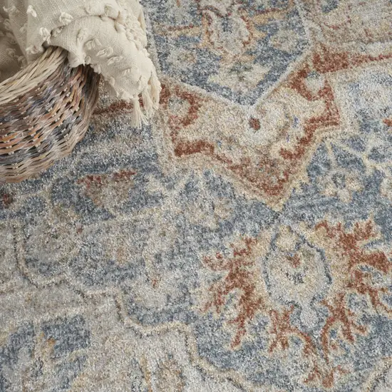 Denim Blue Oriental Power Loom Washable Area Rug Photo 8