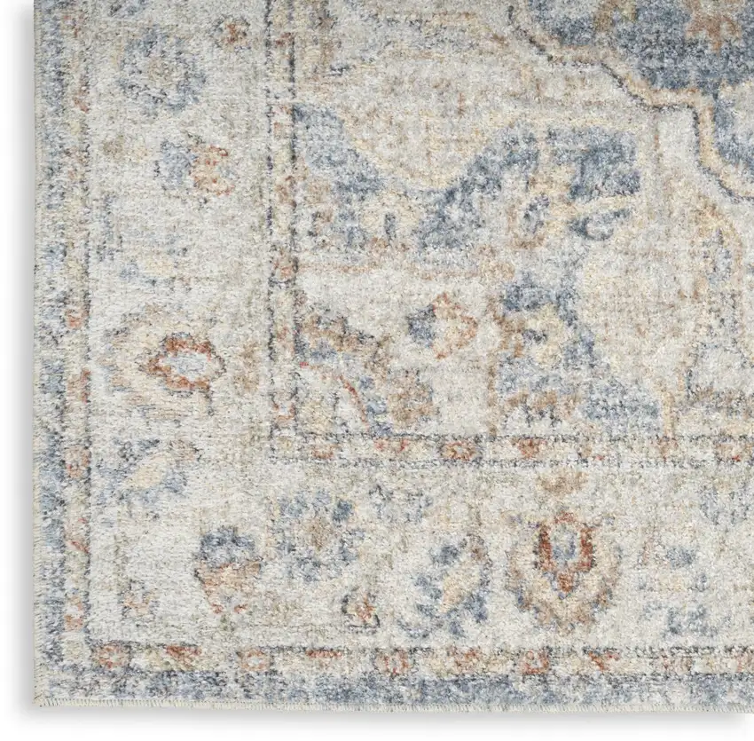 Denim Blue Oriental Power Loom Washable Area Rug Photo 8
