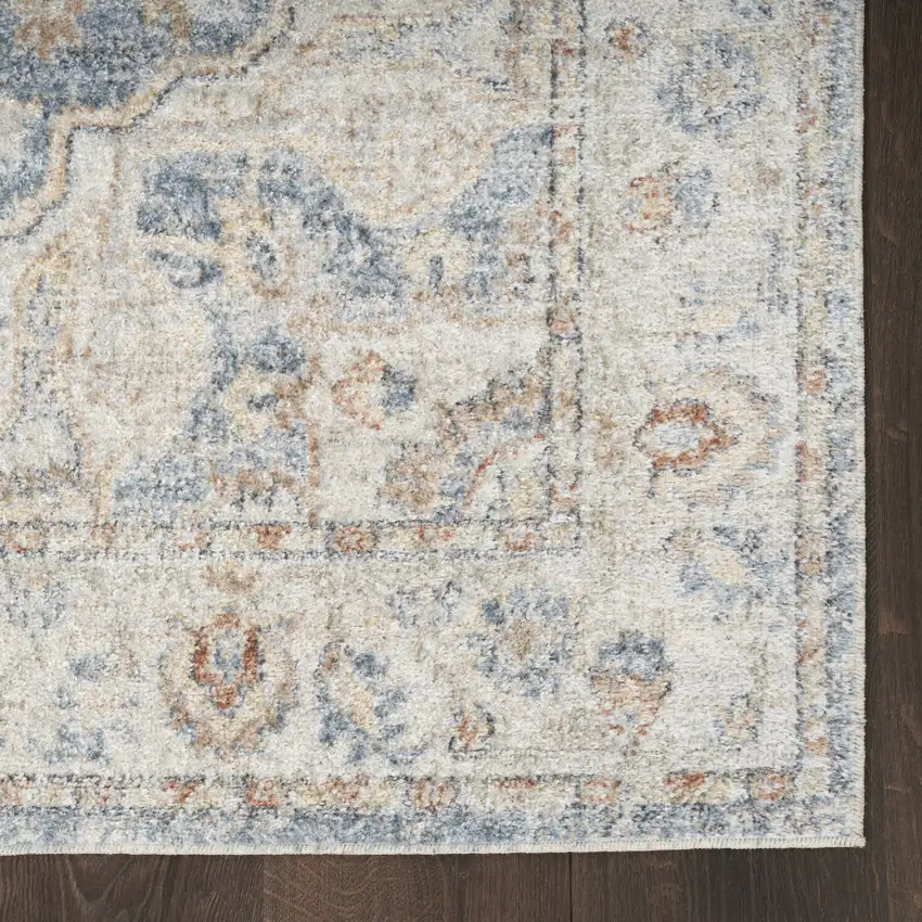 Denim Blue Oriental Power Loom Washable Area Rug Photo 8