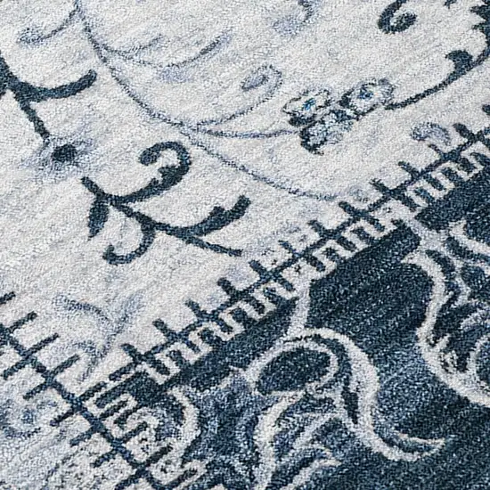 Denim Blue Patchwork Washable Non Skid Indoor Outdoor Area Rug Photo 7