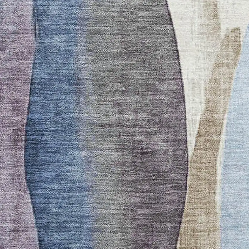 Denim Blue Purple And Beige Abstract Washable Area Rug With UV Protection Photo 3