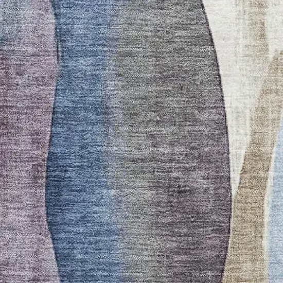 Denim Blue Purple And Beige Abstract Washable Area Rug With UV Protection Photo 3