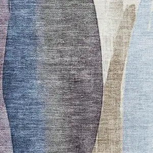 Photo of Denim Blue Purple And Beige Abstract Washable Area Rug With UV Protection
