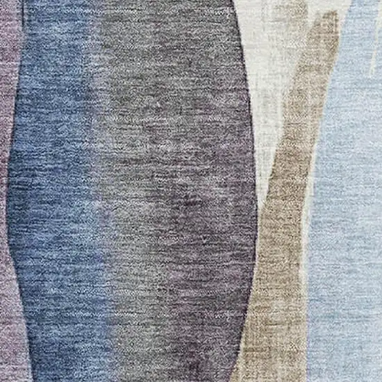 Denim Blue Purple And Beige Abstract Washable Area Rug With UV Protection Photo 3