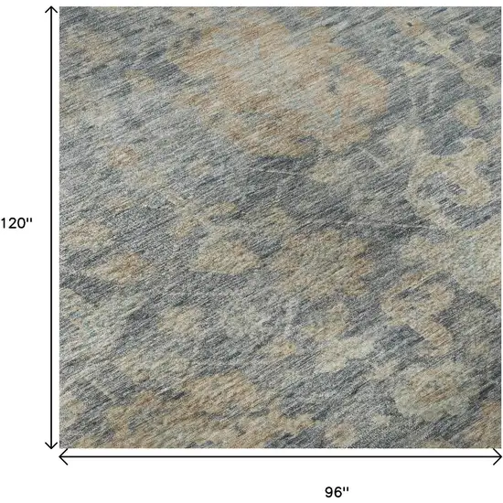 Denim Blue Rust And Beige Damask Washable Area Rug With UV Protection Photo 9