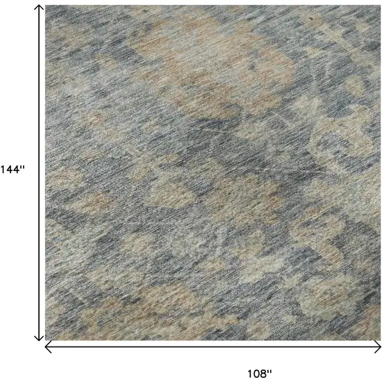 Denim Blue Rust And Beige Damask Washable Area Rug With UV Protection Photo 8