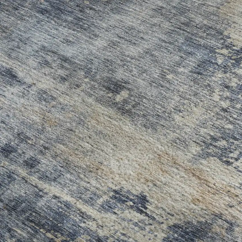 Denim Blue Silver And Beige Abstract Washable Area Rug With UV Protection Photo 2