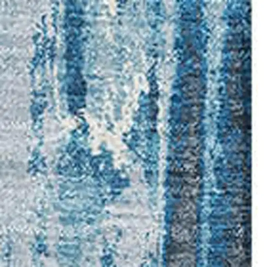 Denim Blue Silver And Gray Abstract Washable Area Rug With UV Protection Photo 2