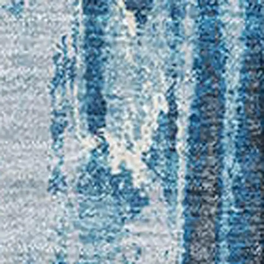 Denim Blue Silver And Gray Abstract Washable Area Rug With UV Protection Photo 2