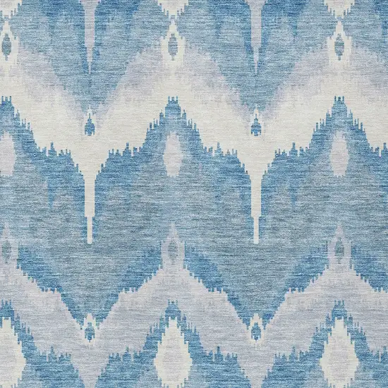 Denim Blue Sky Blue And Ivory Ikat Washable Indoor Outdoor Area Rug Photo 4
