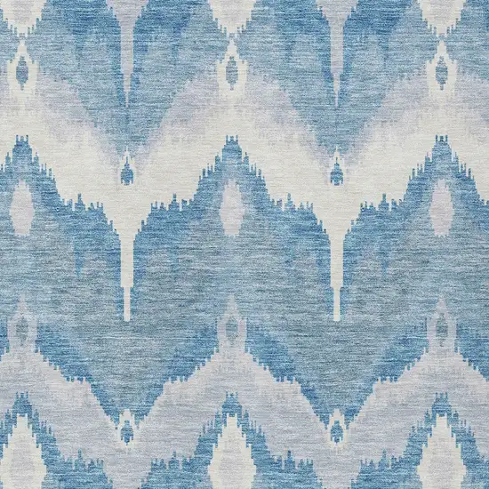 Denim Blue Sky Blue And Ivory Ikat Washable Indoor Outdoor Area Rug Photo 4