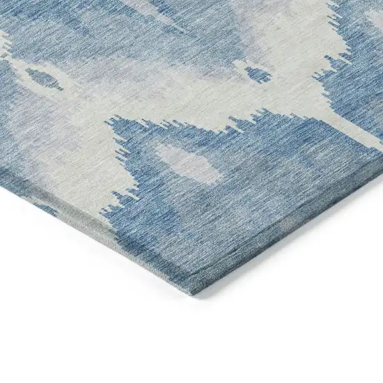 Denim Blue Sky Blue And Ivory Ikat Washable Indoor Outdoor Area Rug Photo 4