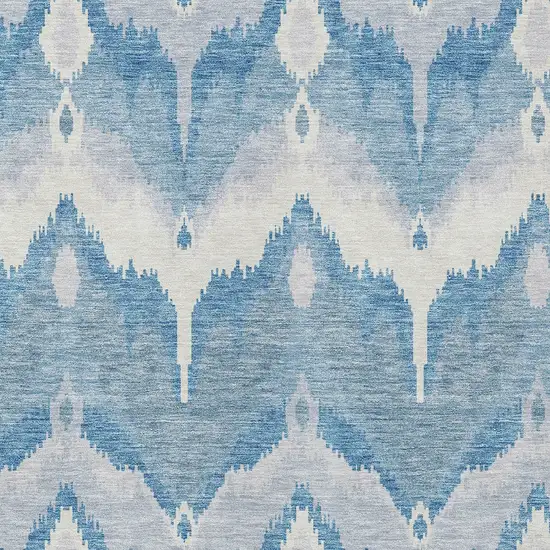 Denim Blue Sky Blue And Ivory Ikat Washable Indoor Outdoor Area Rug Photo 4