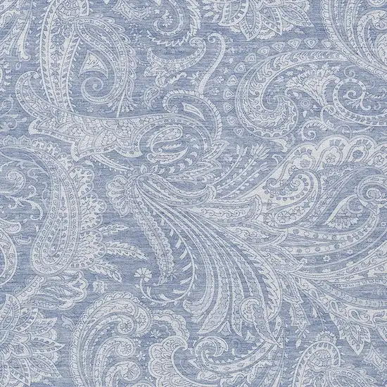 Denim Blue Sky Blue And Ivory Paisley Washable Indoor Outdoor Area Rug Photo 5