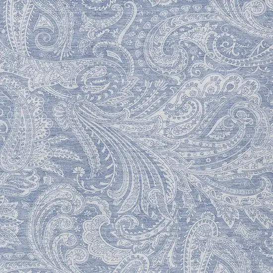 Denim Blue Sky Blue And Ivory Paisley Washable Indoor Outdoor Area Rug Photo 5