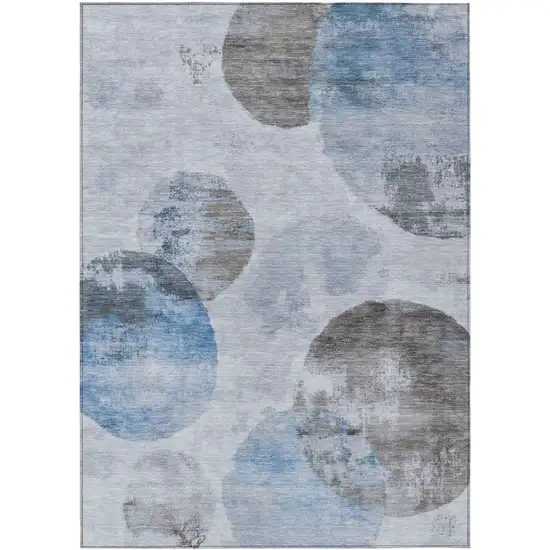Denim Blue Taupe And Ivory Abstract Washable Indoor Outdoor Area Rug Photo 2