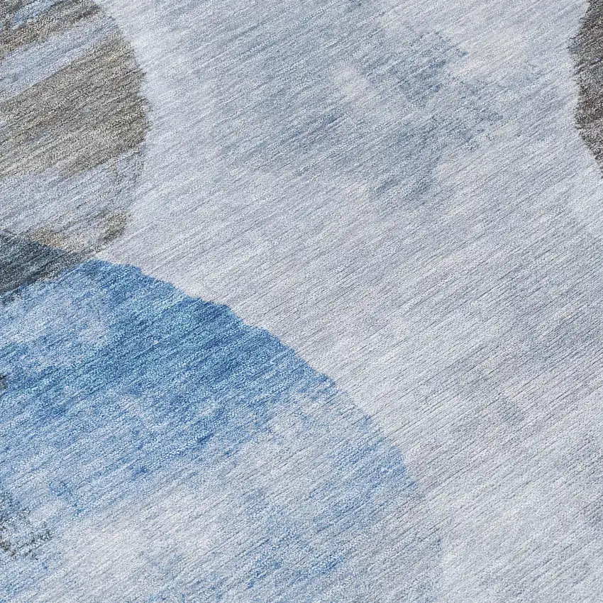 Denim Blue Taupe And Ivory Abstract Washable Indoor Outdoor Area Rug Photo 8