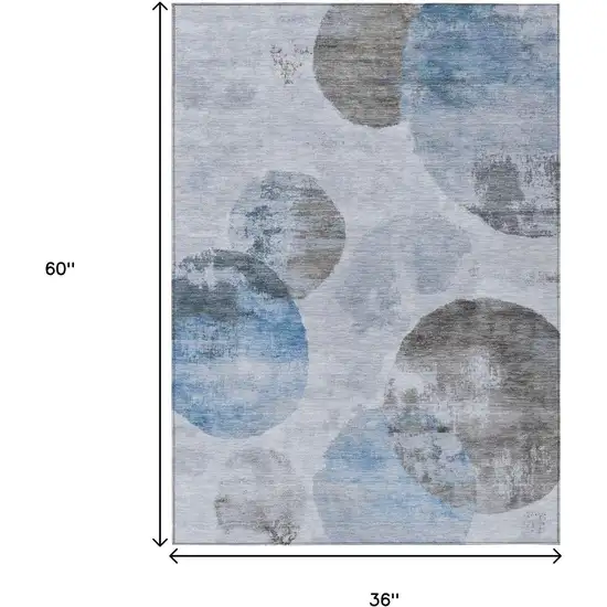 Denim Blue Taupe And Ivory Abstract Washable Indoor Outdoor Area Rug Photo 3