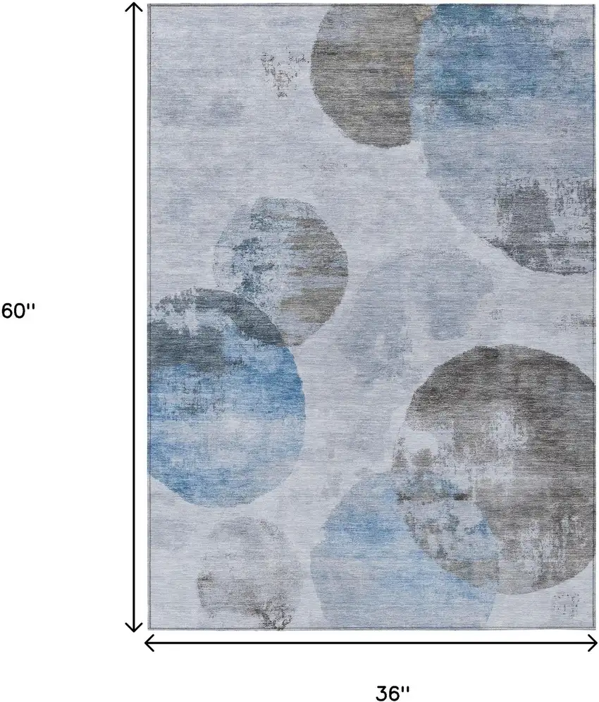 Denim Blue Taupe And Ivory Abstract Washable Indoor Outdoor Area Rug Photo 3