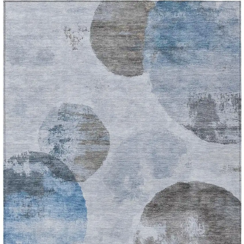 Denim Blue Taupe And Ivory Abstract Washable Indoor Outdoor Area Rug Photo 6
