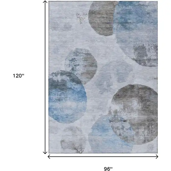 Denim Blue Taupe And Ivory Abstract Washable Indoor Outdoor Area Rug Photo 3