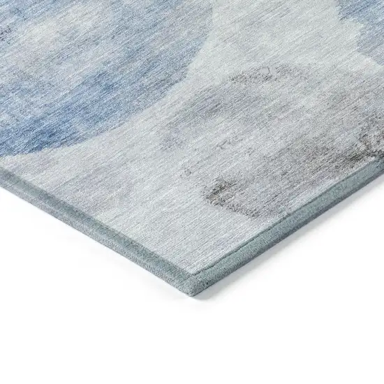 Denim Blue Taupe And Ivory Abstract Washable Indoor Outdoor Area Rug Photo 5
