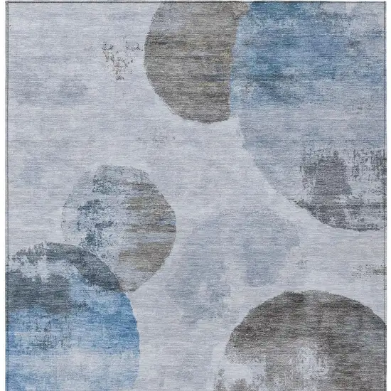 Denim Blue Taupe And Ivory Abstract Washable Indoor Outdoor Area Rug Photo 6