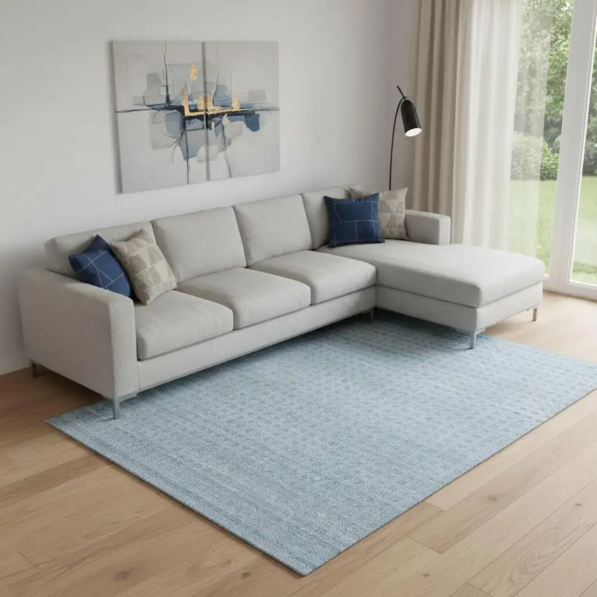 Denim Blue Wool Area Rug Photo 1