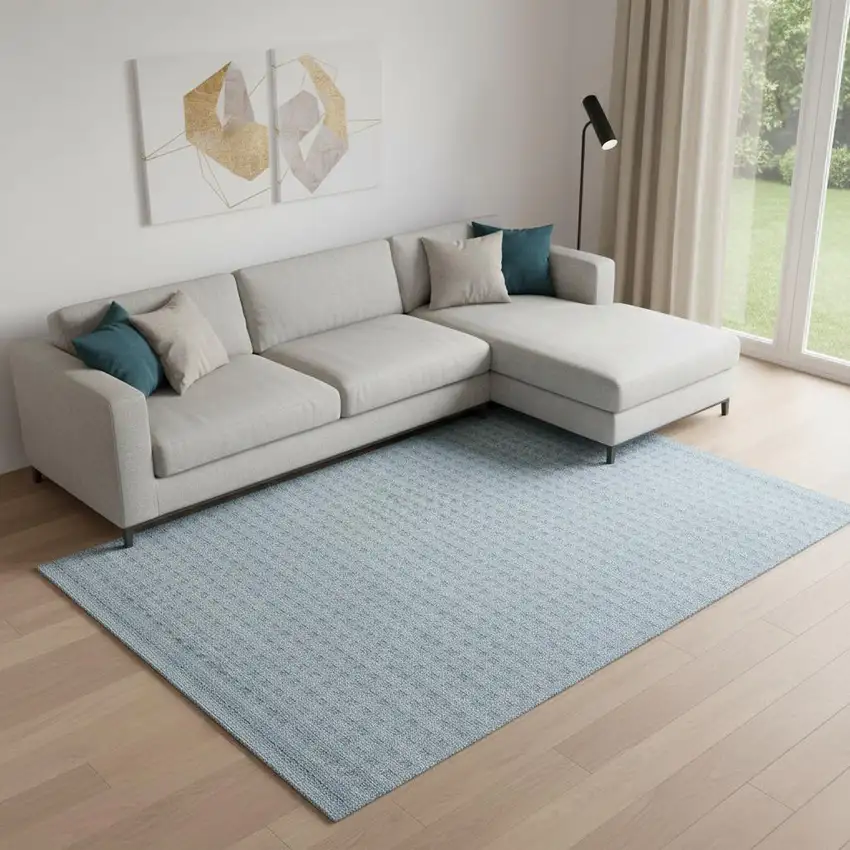 Denim Blue Wool Area Rug Photo 1