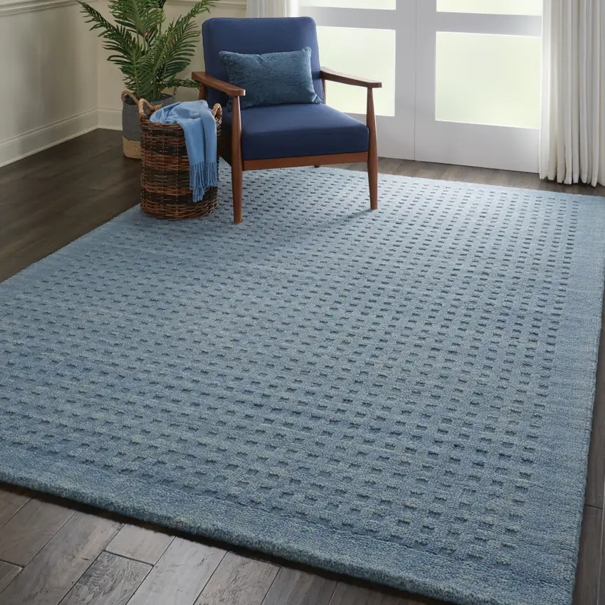 Denim Blue Wool Area Rug Photo 6