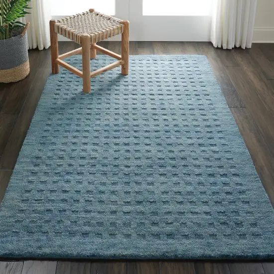 Denim Blue Wool Area Rug Photo 4