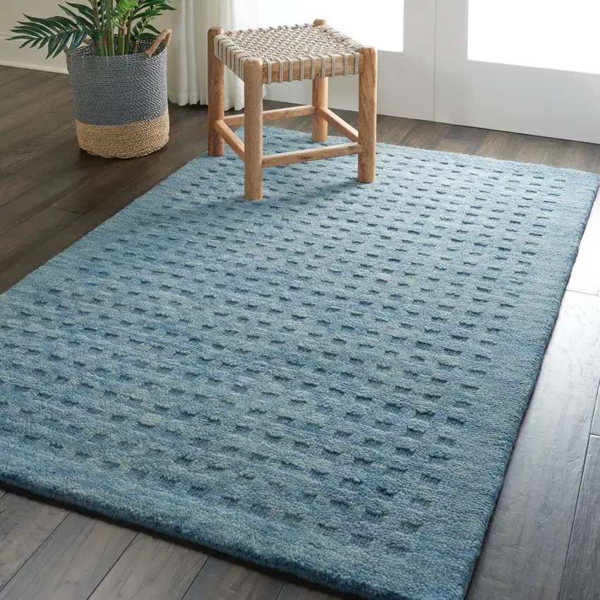 Denim Blue Wool Area Rug Photo 6